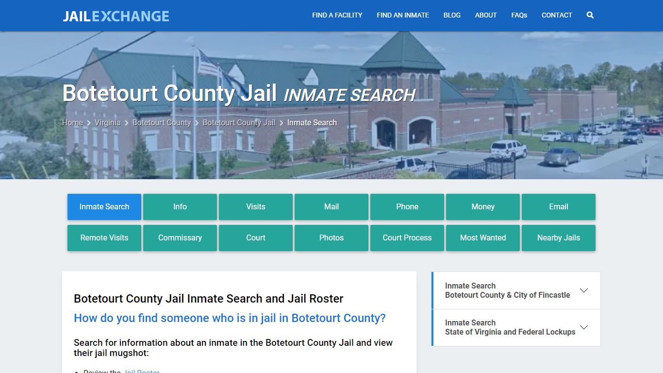Inmate Search: Roster & Mugshots - Botetourt County Jail, VA