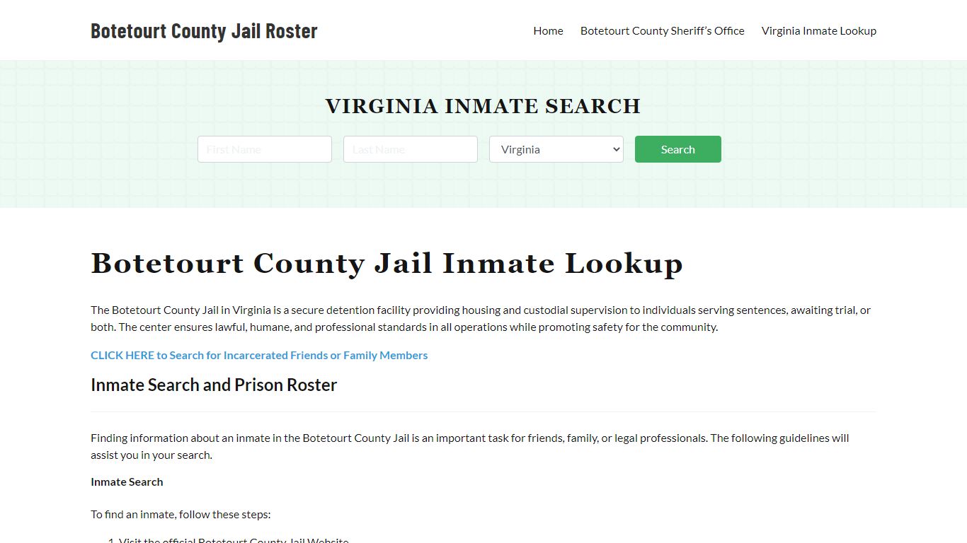 Botetourt County Jail Roster Lookup, VA, Inmate Search